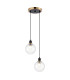 Placid 20cm 2 Light Pendant E14 15cm Round Segment Glass Shades Brass Clear & Satin Black-1