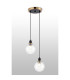 Placid 20cm 2 Light Pendant E14 15cm Round Segment Glass Shades Brass Clear & Satin Black-3
