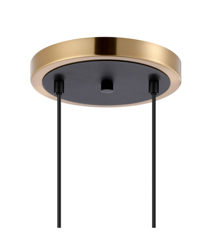 Placid 20cm 2 Light Pendant E14 15cm Round Segment Glass Shades Brass Clear & Satin Black-5