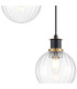 Placid 20cm 2 Light Pendant E14 15cm Round Segment Glass Shades Brass Clear & Satin Black-6