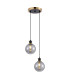 Placid 20cm 2 Light Pendant E14 15cm Round Segment Glass Shades Brass Smoke Plated & Satin Black-1