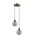 Placid 20cm 2 Light Pendant E14 15cm Round Segment Glass Shades Brass Smoke Plated & Satin Black-4
