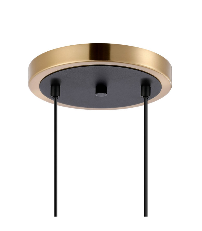 Placid 20cm 2 Light Pendant E14 15cm Round Segment Glass Shades Brass Smoke Plated & Satin Black-5