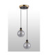 Placid 20cm 2 Light Pendant E14 15cm Round Segment Glass Shades Brass Smoke Plated & Satin Black-7