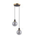 Placid 20cm 2 Light Pendant E14 15cm Round Glass Shades Brass Smoke Plated & Satin Black-4