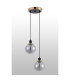 Placid 20cm 2 Light Pendant E14 15cm Round Glass Shades Brass Smoke Plated & Satin Black-7