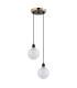Placid 20cm 2 Light Pendant E14 15cm Round Speckled Glass Shades Brass White & Satin Black-4