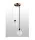 Placid 20cm 2 Light Pendant E14 15cm Round Speckled Glass Shades Brass White & Satin Black-7