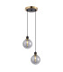 Placid 20cm 2 Light Pendant E14 15cm Round Double Textured Smooth / Ribbed Glass Shades Brass Smoke Plated & Satin Black-1