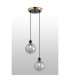 Placid 20cm 2 Light Pendant E14 15cm Round Double Textured Smooth / Ribbed Glass Shades Brass Smoke Plated & Satin Black-3