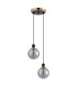 Placid 20cm 2 Light Pendant E14 15cm Round Double Textured Smooth / Ribbed Glass Shades Brass Smoke Plated & Satin Black-4
