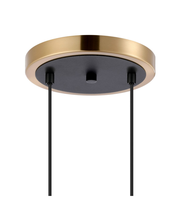 Placid 20cm 2 Light Pendant E14 15cm Round Double Textured Smooth / Ribbed Glass Shades Brass Smoke Plated & Satin Black-5