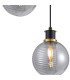 Placid 20cm 2 Light Pendant E14 15cm Round Double Textured Smooth / Ribbed Glass Shades Brass Smoke Plated & Satin Black-6