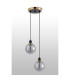 Placid 20cm 2 Light Pendant E14 15cm Round Double Textured Smooth / Ribbed Glass Shades Brass Smoke Plated & Satin Black-7