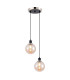 Placid 20cm 2 Light Pendant E14 15cm Round Glass Shades Satin Nickel Amber Plated & Satin Black-1