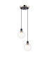Placid 20cm 2 Light Pendant E14 15cm Round Glass Shades Satin Nickel Clear & Satin Black-1