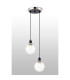 Placid 20cm 2 Light Pendant E14 15cm Round Glass Shades Satin Nickel Clear & Satin Black-3