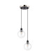 Placid 20cm 2 Light Pendant E14 15cm Round Glass Shades Satin Nickel Clear & Satin Black-4