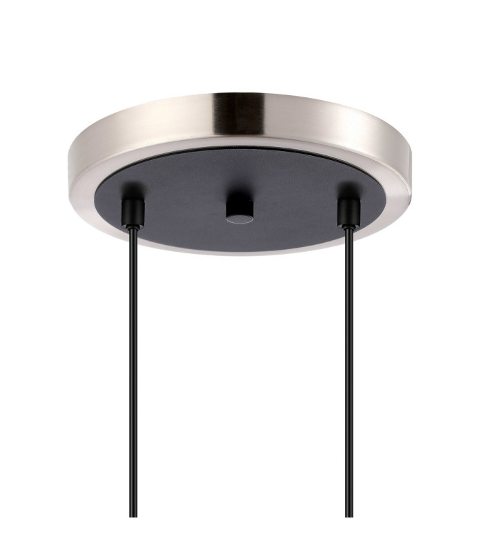 Placid 20cm 2 Light Pendant E14 15cm Round Glass Shades Satin Nickel Clear & Satin Black-5