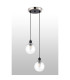 Placid 20cm 2 Light Pendant E14 15cm Round Glass Shades Satin Nickel Clear & Satin Black-7