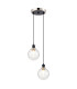 Placid 20cm 2 Light Pendant E14 15cm Round Crackled Glass Shades Satin Nickel Clear & Satin Black-1