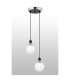 Placid 20cm 2 Light Pendant E14 15cm Round Crackled Glass Shades Satin Nickel Clear & Satin Black-3