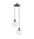Placid 20cm 2 Light Pendant E14 15cm Round Crackled Glass Shades Satin Nickel Clear & Satin Black-4