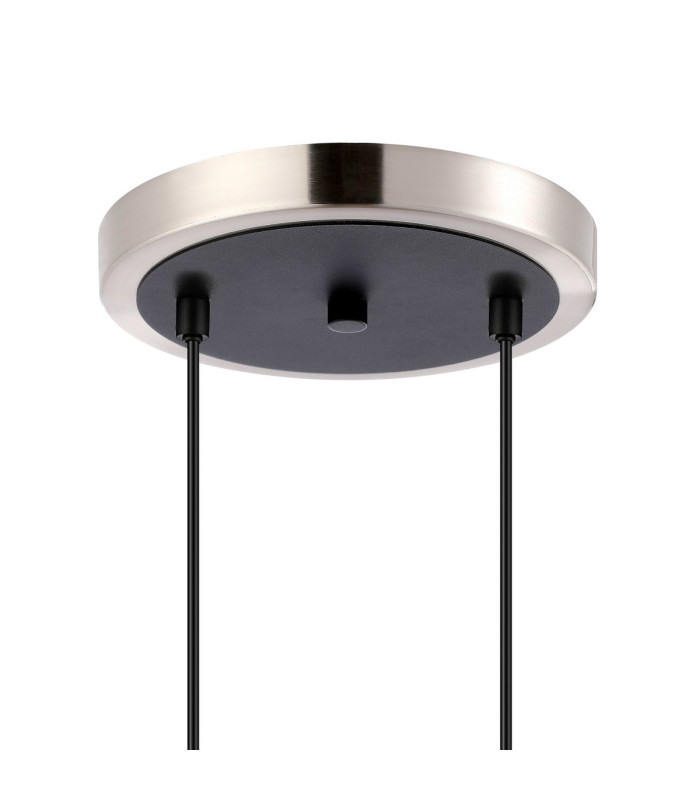 Placid 20cm 2 Light Pendant E14 15cm Round Crackled Glass Shades Satin Nickel Clear & Satin Black-5