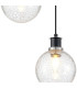 Placid 20cm 2 Light Pendant E14 15cm Round Crackled Glass Shades Satin Nickel Clear & Satin Black-6