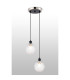 Placid 20cm 2 Light Pendant E14 15cm Round Textured Crumple Glass Shades Satin Nickel Clear & Satin Black-3