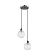 Placid 20cm 2 Light Pendant E14 15cm Round Textured Crumple Glass Shades Satin Nickel Clear & Satin Black-4
