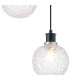 Placid 20cm 2 Light Pendant E14 15cm Round Textured Crumple Glass Shades Satin Nickel Clear & Satin Black-6