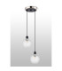Placid 20cm 2 Light Pendant E14 15cm Round Textured Crumple Glass Shades Satin Nickel Clear & Satin Black-7