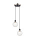 Placid 20cm 2 Light Pendant E14 15cm Round Textured Diamond Pattern Glass Shades Satin Nickel Clear & Satin Black-1