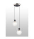 Placid 20cm 2 Light Pendant E14 15cm Round Textured Diamond Pattern Glass Shades Satin Nickel Clear & Satin Black-3
