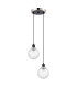 Placid 20cm 2 Light Pendant E14 15cm Round Textured Diamond Pattern Glass Shades Satin Nickel Clear & Satin Black-4