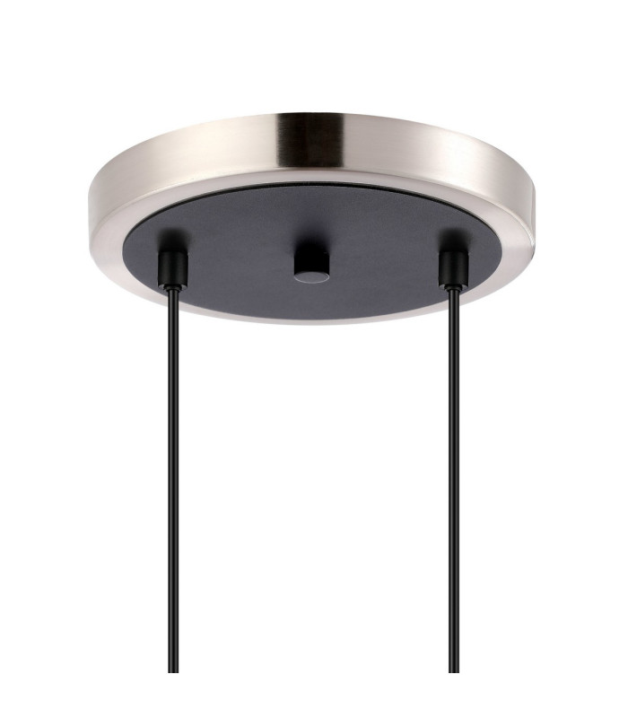 Placid 20cm 2 Light Pendant E14 15cm Round Textured Diamond Pattern Glass Shades Satin Nickel Clear & Satin Black-5