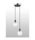 Placid 20cm 2 Light Pendant E14 15cm Round Textured Diamond Pattern Glass Shades Satin Nickel Clear & Satin Black-7