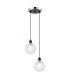 Placid 20cm 2 Light Pendant E14 15cm Round Dimpled Glass Shades Satin Nickel Clear & Satin Black-1