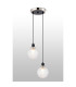 Placid 20cm 2 Light Pendant E14 15cm Round Dimpled Glass Shades Satin Nickel Clear & Satin Black-3