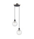 Placid 20cm 2 Light Pendant E14 15cm Round Dimpled Glass Shades Satin Nickel Clear & Satin Black-4