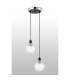 Placid 20cm 2 Light Pendant E14 15cm Round Dimpled Glass Shades Satin Nickel Clear & Satin Black-7