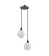 Placid 20cm 2 Light Pendant E14 15cm Round White & Grey Marble Effect Glass Shades Satin Nickel & Satin Black Framework-4
