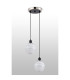 Placid 20cm 2 Light Pendant E14 15cm Round White & Grey Marble Effect Glass Shades Satin Nickel & Satin Black Framework-7