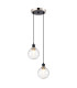 Placid 20cm 2 Light Pendant E14 15cm Round Textured Melting Glass Shades Satin Nickel Clear & Satin Black-1