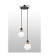 Placid 20cm 2 Light Pendant E14 15cm Round Textured Melting Glass Shades Satin Nickel Clear & Satin Black-3