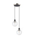 Placid 20cm 2 Light Pendant E14 15cm Round Textured Melting Glass Shades Satin Nickel Clear & Satin Black-4