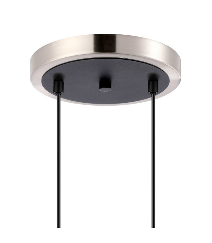 Placid 20cm 2 Light Pendant E14 15cm Round Textured Melting Glass Shades Satin Nickel Clear & Satin Black-5