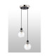 Placid 20cm 2 Light Pendant E14 15cm Round Textured Melting Glass Shades Satin Nickel Clear & Satin Black-7