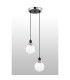 Placid 20cm 2 Light Pendant E14 15cm Round Ribbed Glass Shades Satin Nickel Clear & Satin Black-3